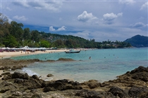 Local beach with a view up to the villa